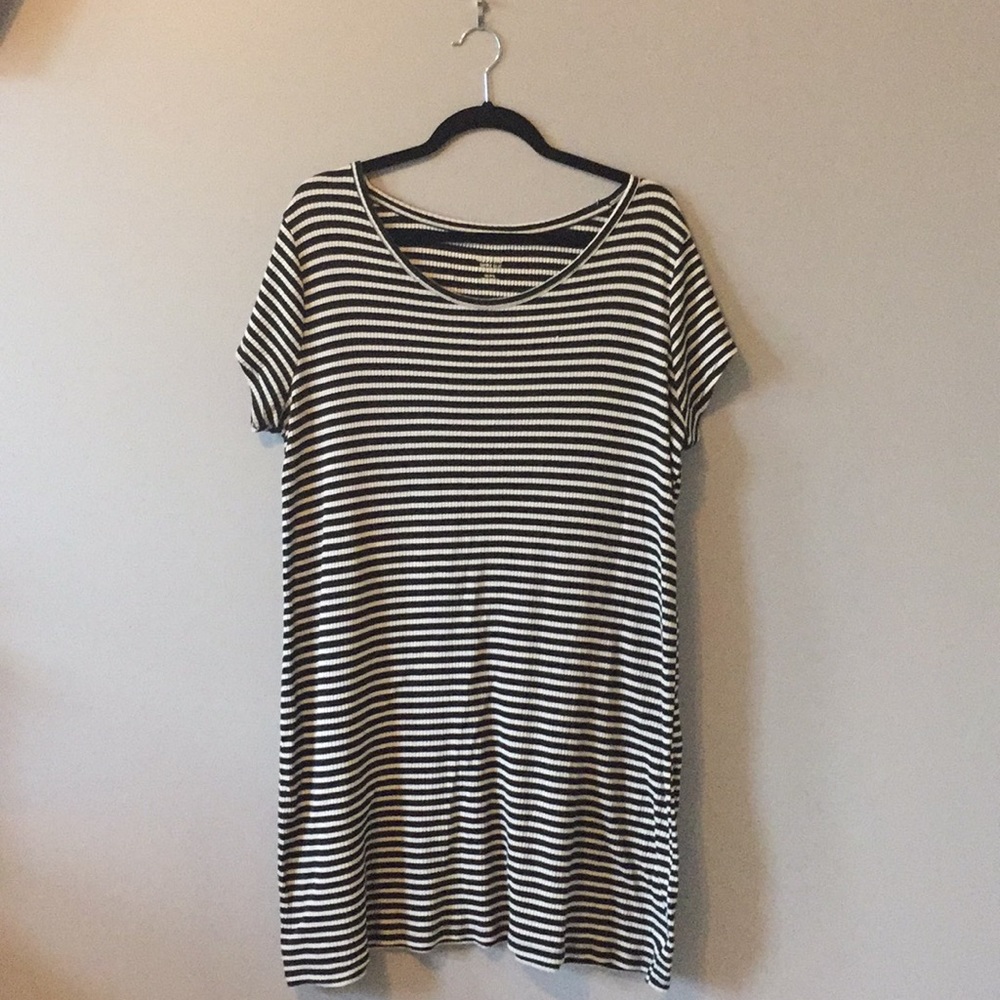 Black and white striped dress